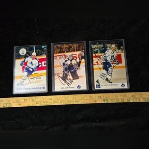 Toronto Maple Leafs Signed Photo Card Lot 3pc Vintage